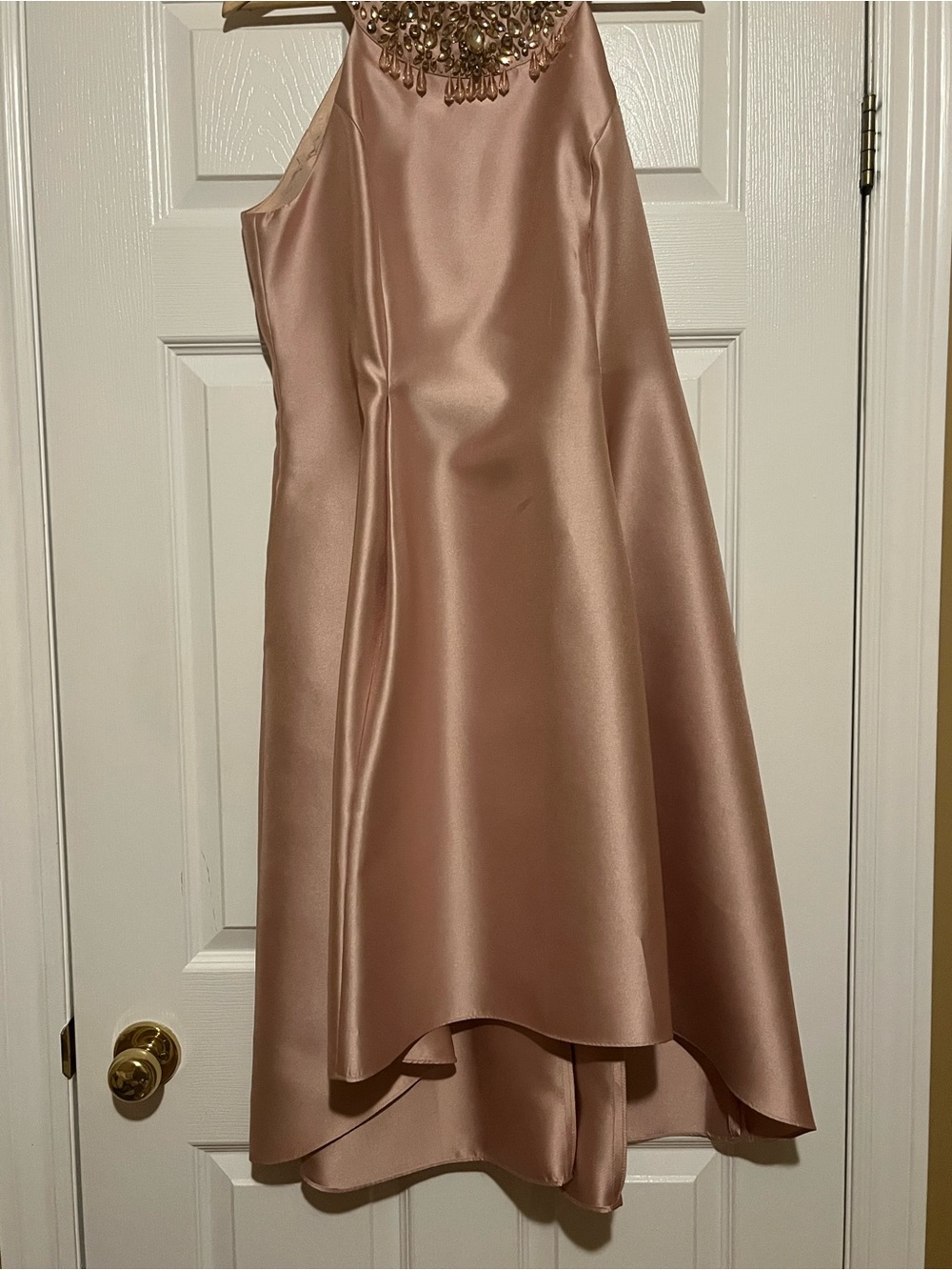 Adrianna Papell Beaded Halter Dress in Blush